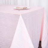 90x132Inch Blush Rose Gold Accordion Crinkle Taffeta Rectangular Tablecloth