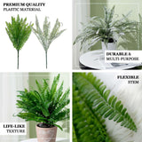 2 Stems | 18Inch Green Artificial Boston Fern Leaf Plant Indoor Faux Spray