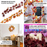 6ft | Burgundy Artificial Silk Maple Leaf Hanging Fall Garland Vine