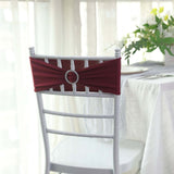 5 pack | 5"x14" Burgundy Spandex Stretch Chair Sash with Silver Diamond Ring Slide Buckle