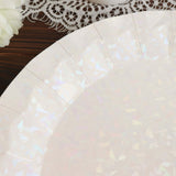 12inch Round Iridescent Geometric Foil Paper Charger Plates, Disposable Serving Trays - 400 GSM