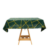 54"x54" Hunter Emerald Green Polyester Square Overlay With Gold Foil Geometric Pattern