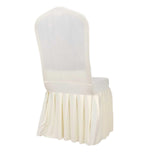 Ivory Ruffle Pleated Skirt Banquet Spandex Chair Slipcover, 1-Piece Stretch Fitted Chair Cover