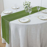 14x108Inch Moss Green Boho Chic Rustic Faux Burlap Cloth Table Runner