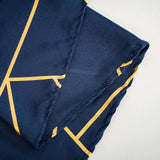 60"x102" Navy Blue Rectangle Polyester Tablecloth With Gold Foil Geometric Pattern