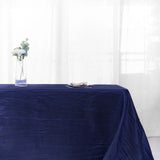 90x156Inch Navy Blue Accordion Crinkle Taffeta Rectangular Tablecloth