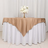 70" Nude Premium Scuba Wrinkle Free Square Table Overlay, Scuba Polyester Table Topper