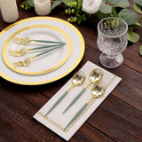 24 Pack Metallic Gold Dusty Sage Premium Disposable Fork Spoon Silverware Set