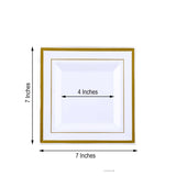 10 Pack - 7inch Gold Trim White Square Plastic Salad Dessert Plates