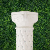 2 Pack | 25 inch Tall White PVC | 10mm Crystal Beaded Studded French Inspired Pedestal Column Stand