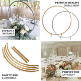 36Inch Silver Metal Round Hoop Wedding Centerpiece, Self Standing Table Floral Wreath Frame