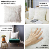 2 Pack | 18Inch White Faux Fur Sheepskin Throw Pillow Cases, Square Pillow Covers