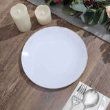 10 Pack | 8inch Glossy White Round Plastic Salad Plates With Gold Rim