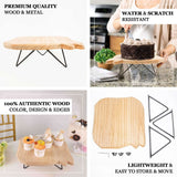 12inch Square Natural Wood Slice Cake Cupcake Stand, Cheese Board Serving Tray