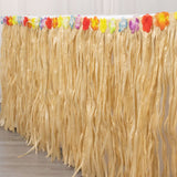 9FT Natural Raffia Table Skirt, Tropical Table Skirts for Hawaiian Decoration