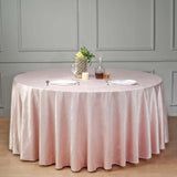 120inch Blush/Rose Gold Seamless Premium Velvet Round Tablecloth, Reusable Linen