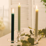 5 Pack 9inch Assorted Sage Green Premium Unscented Ribbed Wax Taper Candles