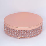 13inch Rose Gold Crystal Beaded Metal Cake Stand Pedestal, Cupcake Display, Dessert Riser