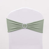 5 Pack | Sage Green Spandex Stretch Chair Sashes with Silver Diamond Ring Slide Buckle