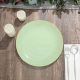 10 Pack | 10inch Glossy Sage Green Round Disposable Dinner Plates With Gold Rim