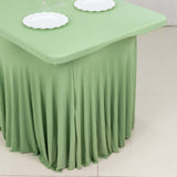 6ft Sage Green Wavy Spandex Fitted Rectangle 1-Piece Tablecloth Table Skirt