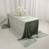 Sage Green Seamless Premium Crushed Velvet Rectangle Tablecloth - 90x156inch