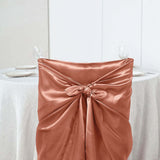 Terracotta (Rust) Satin Self-Tie Universal Chair Cover