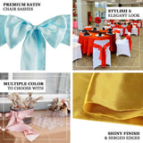 5 Pack | Cinnamon Rose Satin Chair Sashes - 6inch x 106inch