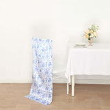 White Blue Satin Chiavari Chair Slipcover in French Toile Floral Print