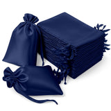 60 Pack 6x9 Navy Blue Satin Wedding Party Favor Bags, Drawstring Pouch Gift Bags