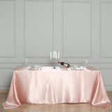 90x132Inch Dusty Rose Satin Seamless Rectangular Tablecloth