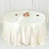 132inch Ivory Seamless Satin Round Tablecloth