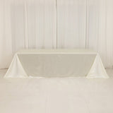 90"x156" Shimmer Pearl White Scuba Rectangle Tablecloth, Wrinkle Free Seamless Premium