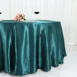 120inch Peacock Teal Satin Round Tablecloth