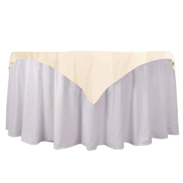 Premium Scuba 54"x54" Table Overlay Square Tablecloth Beige - Wrinkle Free & Stain Resistant Table Cover