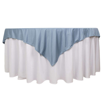 Premium Scuba 70"x70" Table Overlay Square Tablecloth Dusty Blue - Wrinkle Free & Stain Resistant Table Cover