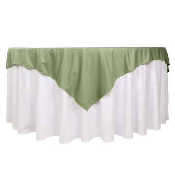 Premium Scuba 70"x70" Table Overlay Square Tablecloth Dusty Sage Green - Wrinkle Free & Stain Resistant Table Cover