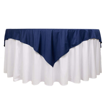 Premium Scuba 70"x70" Table Overlay Square Tablecloth Navy Blue - Wrinkle Free & Stain Resistant Table Cover