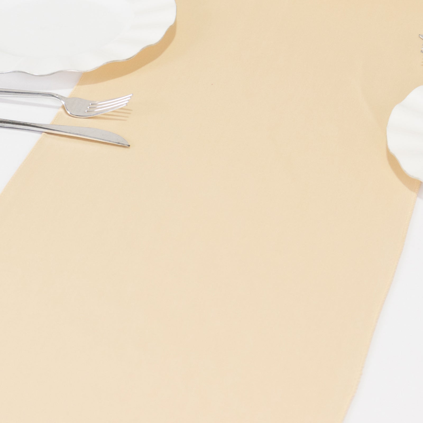 Premium Scuba Polyester 12"x108" Table Runner Beige - Wrinkle-Free Table Linen