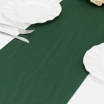 Premium Scuba Polyester 12"x108" Table Runner Hunter Emerald Green - Wrinkle-Free Table Linen