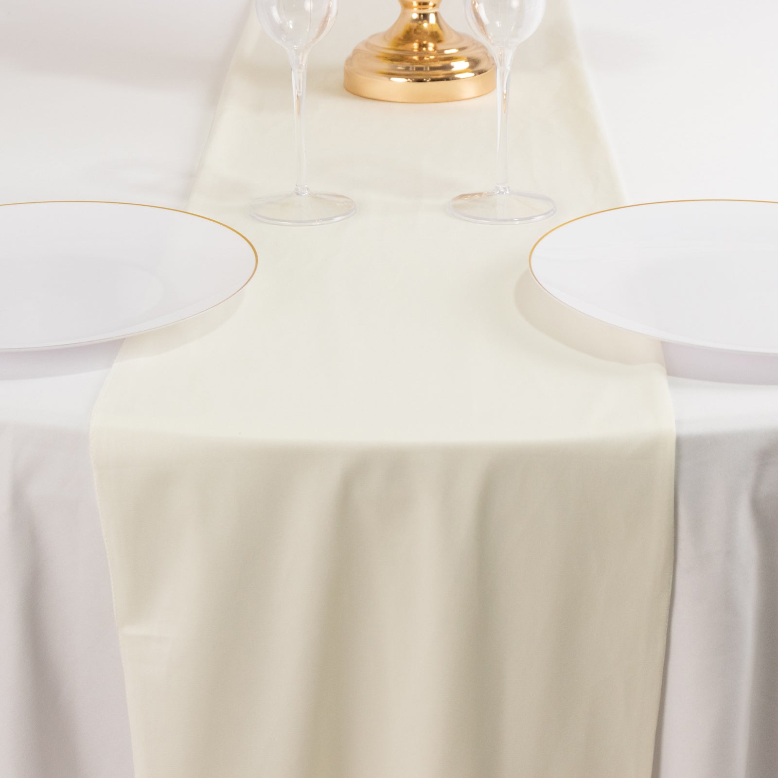 Premium Scuba Polyester 12"x108" Table Runner Ivory - Wrinkle-Free Table Linen