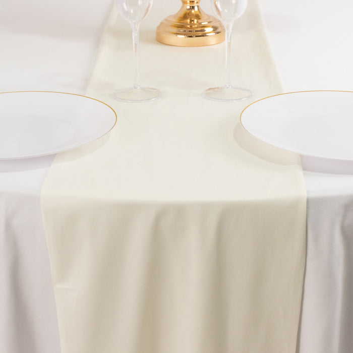 Ivory Premium Scuba Polyester Table Runner, Wrinkle Free Table Linen