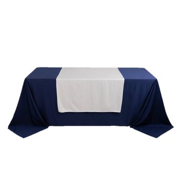 Premium Scuba Polyester 36"x72" Wide Table Runner White - Wrinkle-Free Trade Show Table Linen for Events & Exhibits