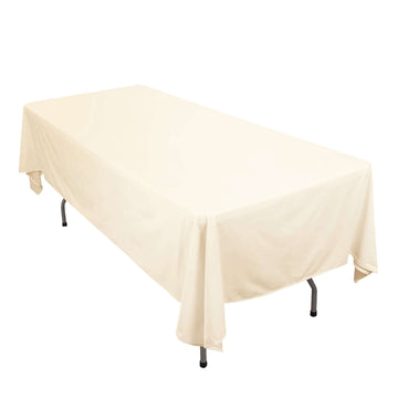 Premium Scuba Rectangular 60"x102" Tablecloth Beige - Wrinkle Free & Stain Resistant Table Cover