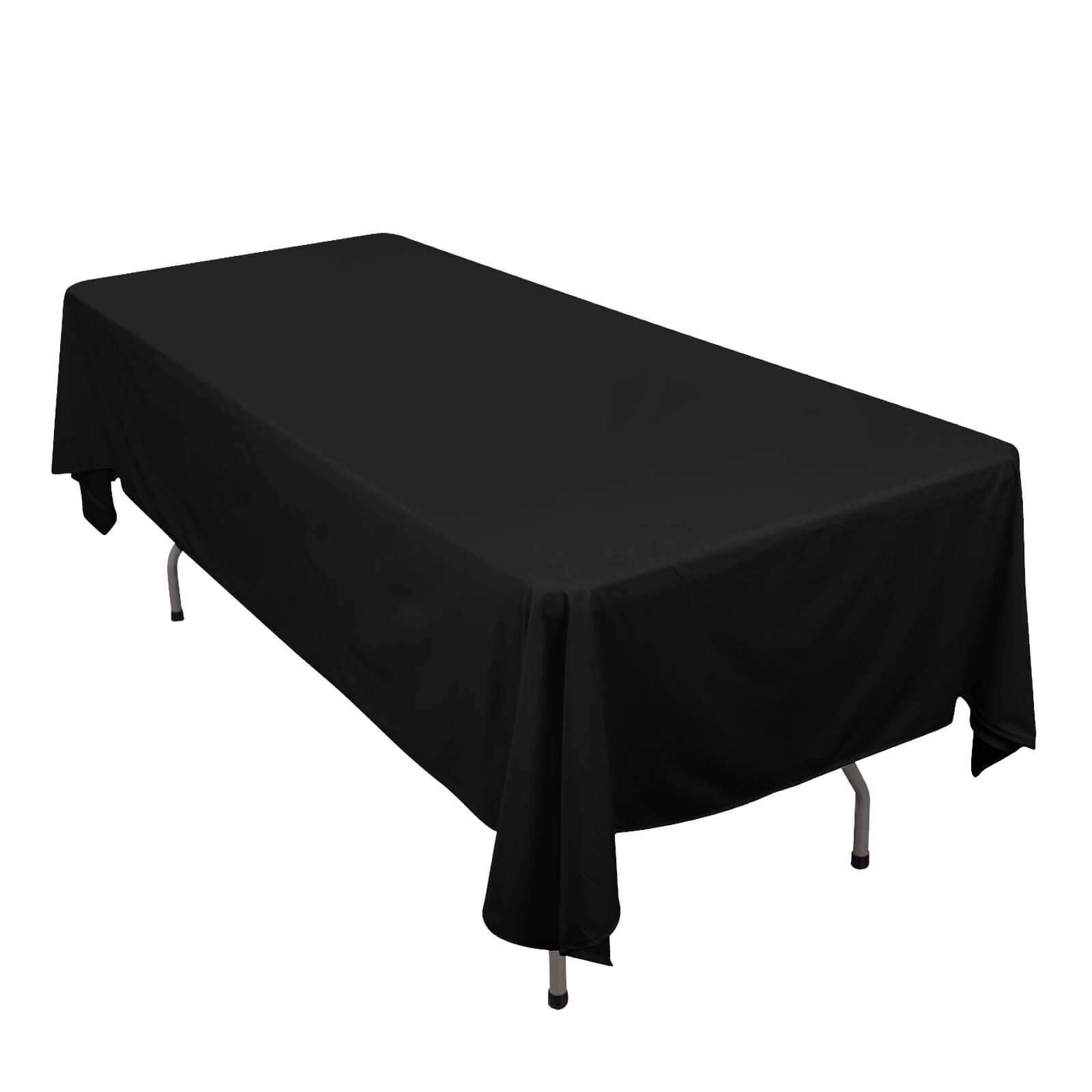 Premium Scuba Rectangular 60"x102" Tablecloth Black - Wrinkle Free & Stain Resistant Table Cover for Weddings and Banquets