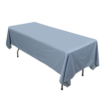 Premium Scuba Rectangular 60"x102" Tablecloth Dusty Blue - Wrinkle Free & Stain Resistant Table Cover