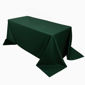 Premium Scuba Rectangular 90"x132" Tablecloth Hunter Emerald Green - Wrinkle Free, Stain Resistant & Seamless Table Cover