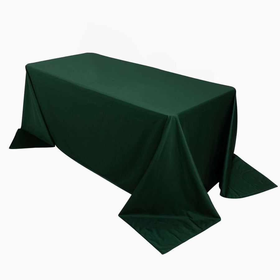 90x132inch Hunter Emerald Green Premium Scuba Wrinkle Free Rectangular Tablecloth, Seamless Scuba