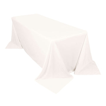 Premium Scuba Rectangular 90"x132" Tablecloth Ivory - Wrinkle Free, Stain Resistant & Seamless Table Cover