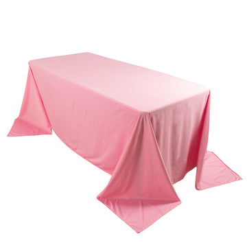 Premium Scuba Rectangular 90"x132" Tablecloth Pink - Wrinkle Free, Stain Resistant & Seamless Table Cover